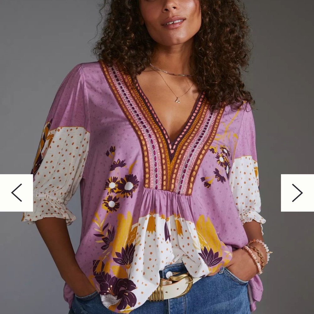 Anthropology BL-NK Stephanie top 2x NWT
